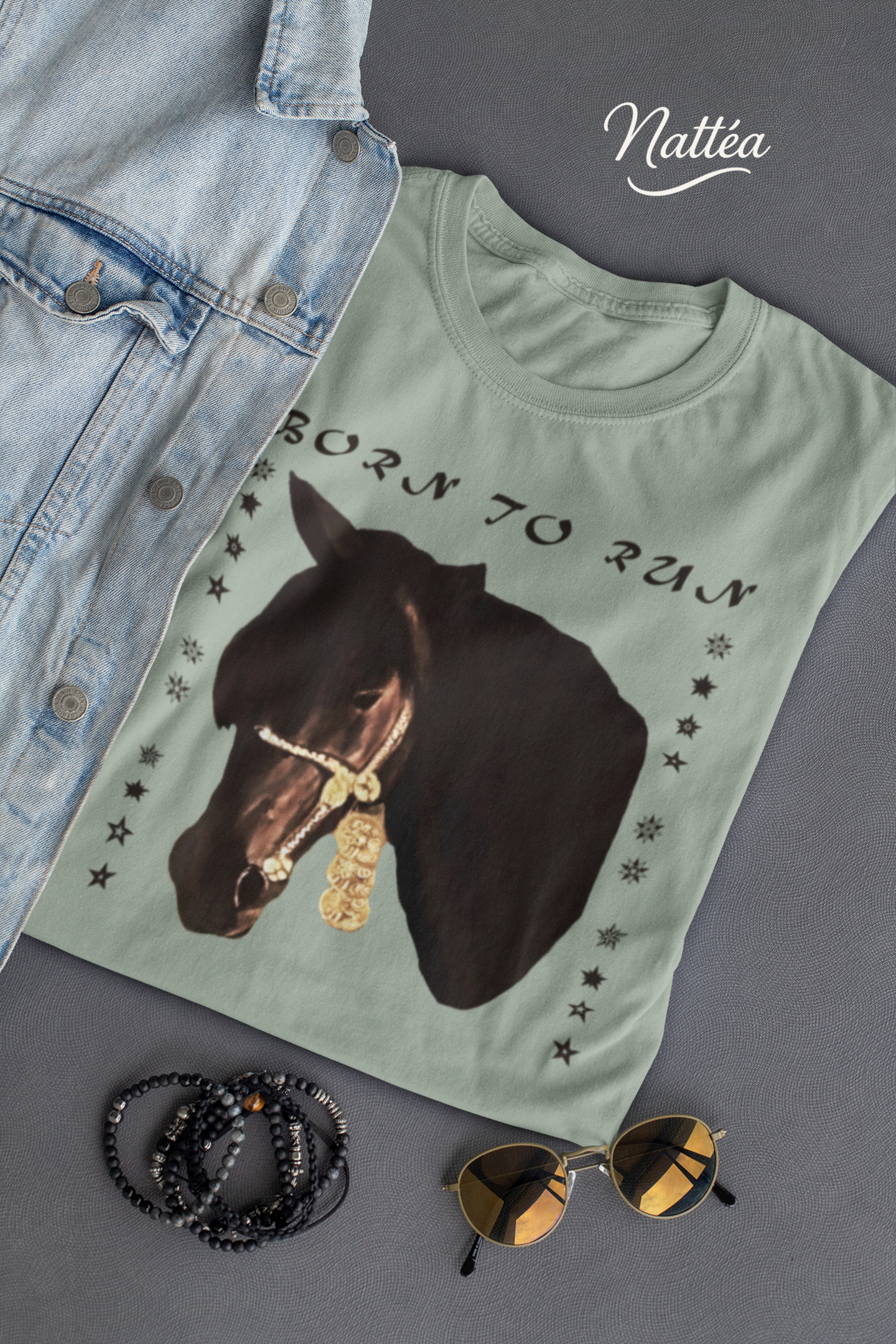 Artistic Horse Vintage Style T-Shirt – Elegant Equestrian Oil Painting Design- Born to Run