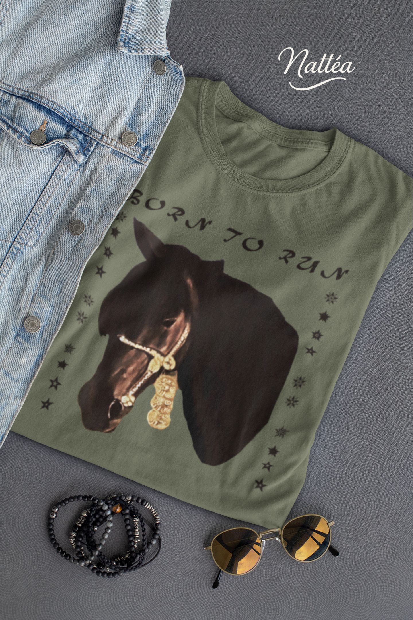 Artistic Horse Vintage Style T-Shirt – Elegant Equestrian Oil Painting Design- Born to Run