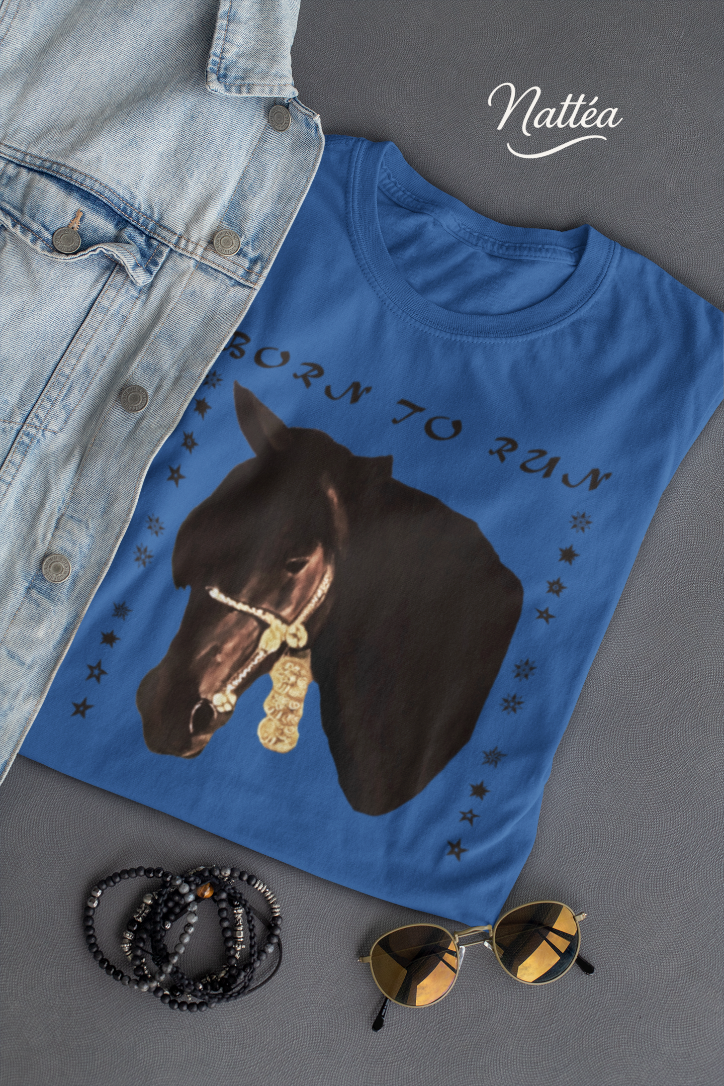 Artistic Horse Vintage Style T-Shirt – Elegant Equestrian Oil Painting Design- Born to Run