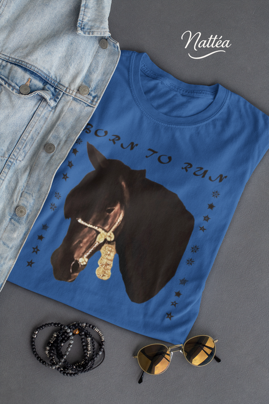 Artistic Horse Vintage Style T-Shirt – Elegant Equestrian Oil Painting Design- Born to Run