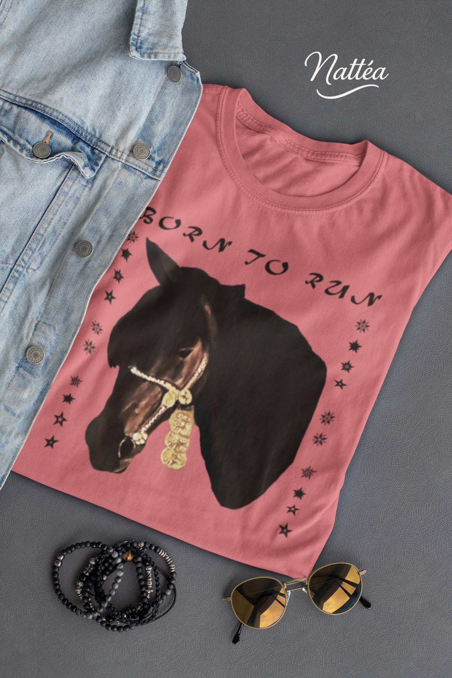 Artistic Horse Vintage Style T-Shirt – Elegant Equestrian Oil Painting Design- Born to Run