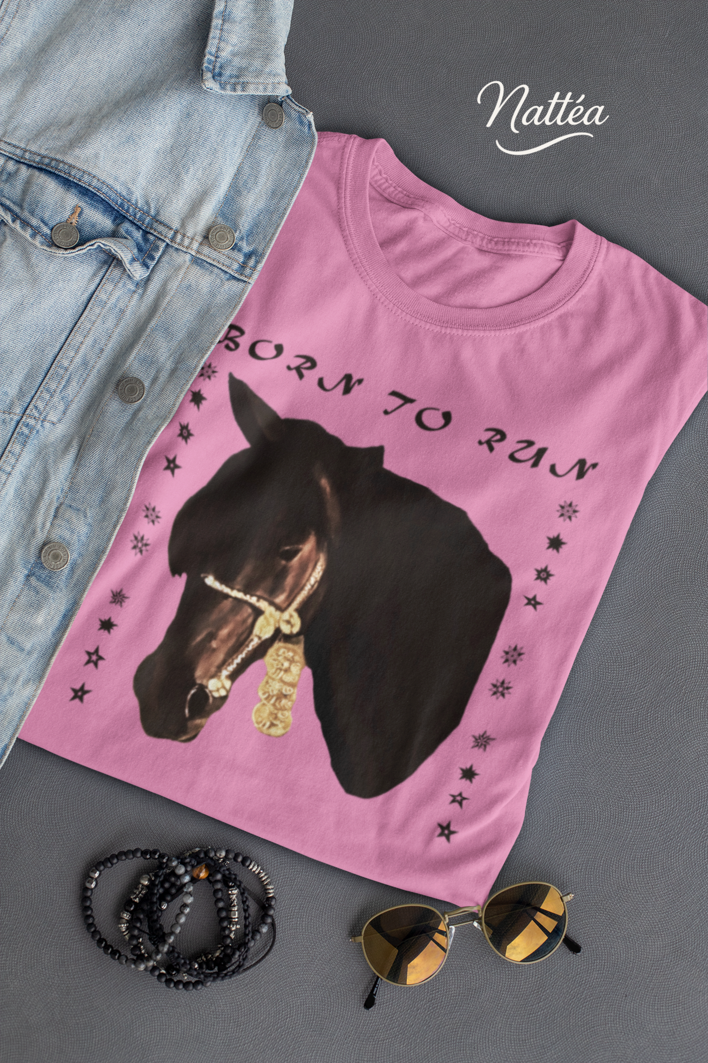Artistic Horse Vintage Style T-Shirt – Elegant Equestrian Oil Painting Design- Born to Run