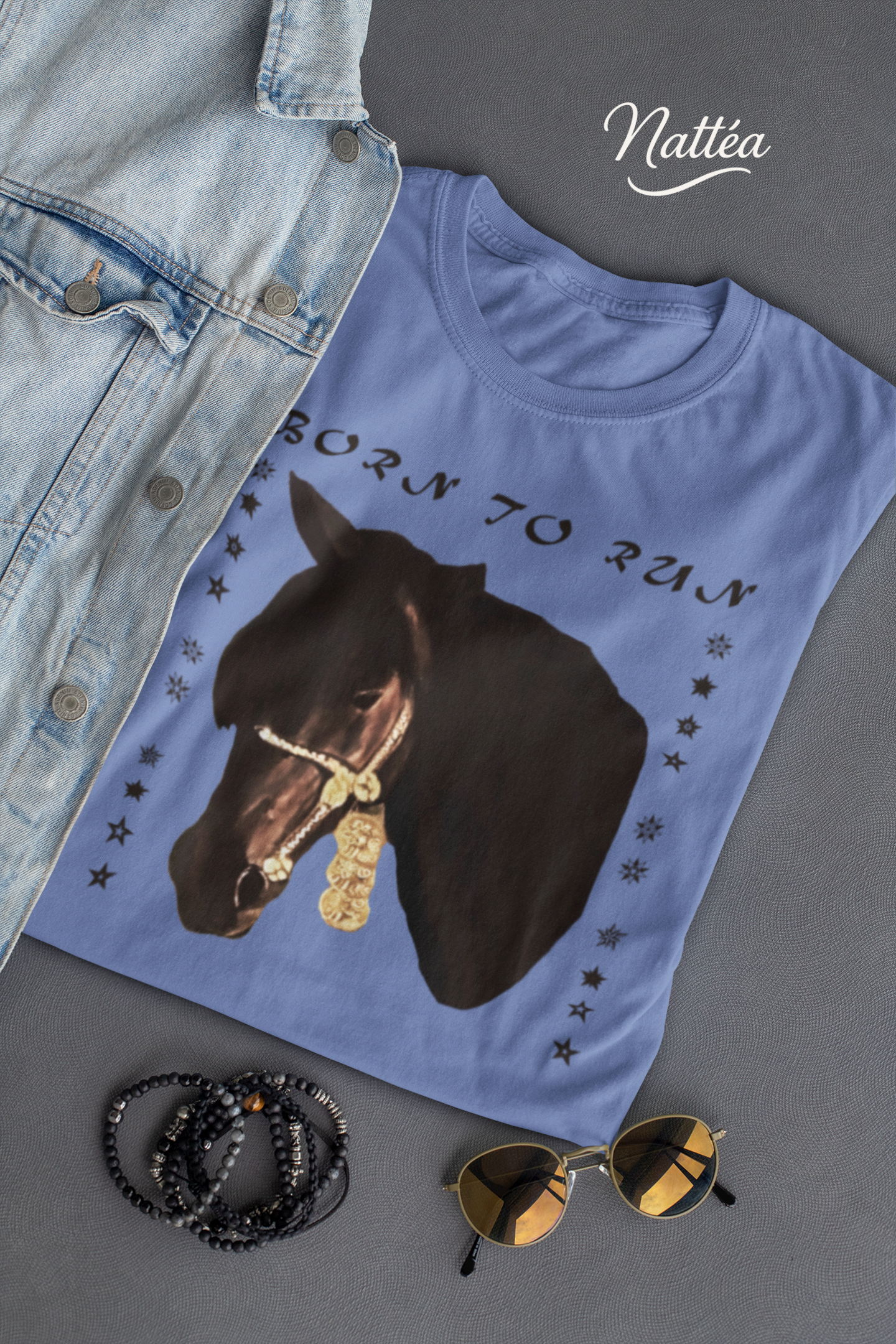 Artistic Horse Vintage Style T-Shirt – Elegant Equestrian Oil Painting Design- Born to Run