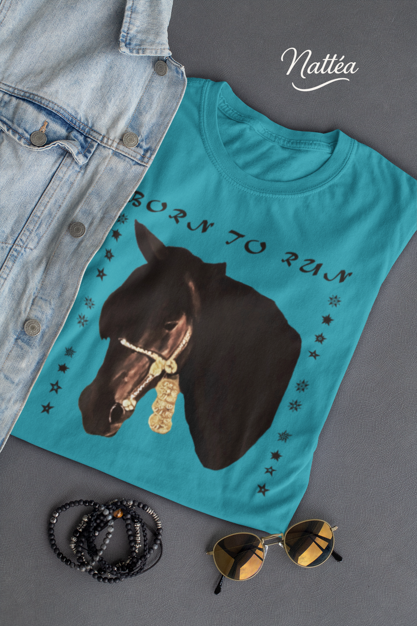 Artistic Horse Vintage Style T-Shirt – Elegant Equestrian Oil Painting Design- Born to Run