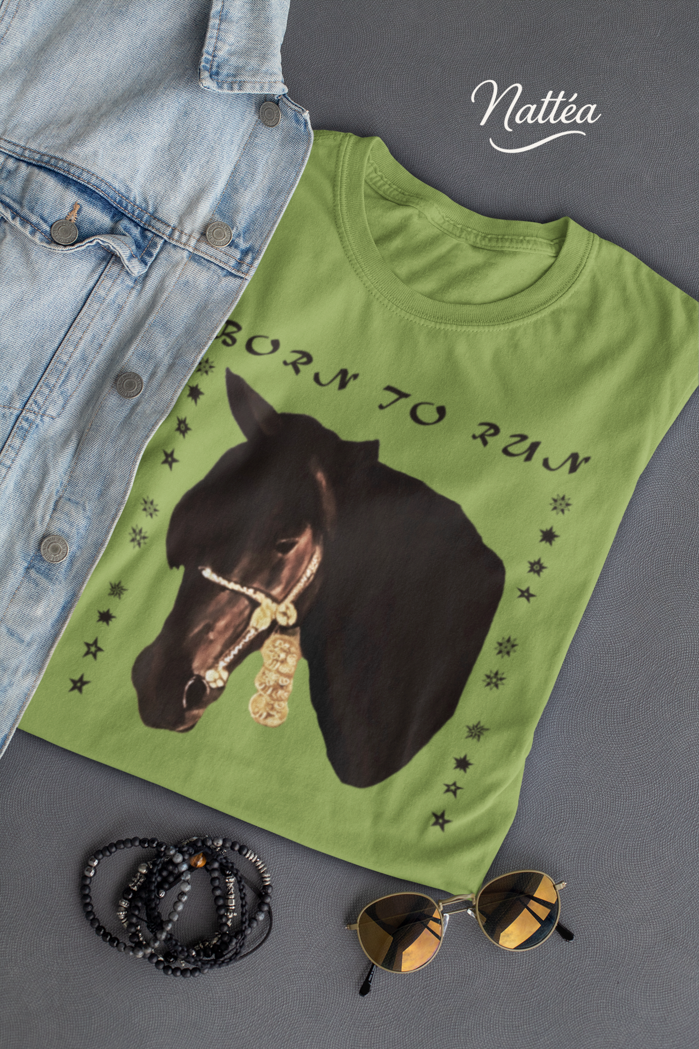 Artistic Horse Vintage Style T-Shirt – Elegant Equestrian Oil Painting Design- Born to Run