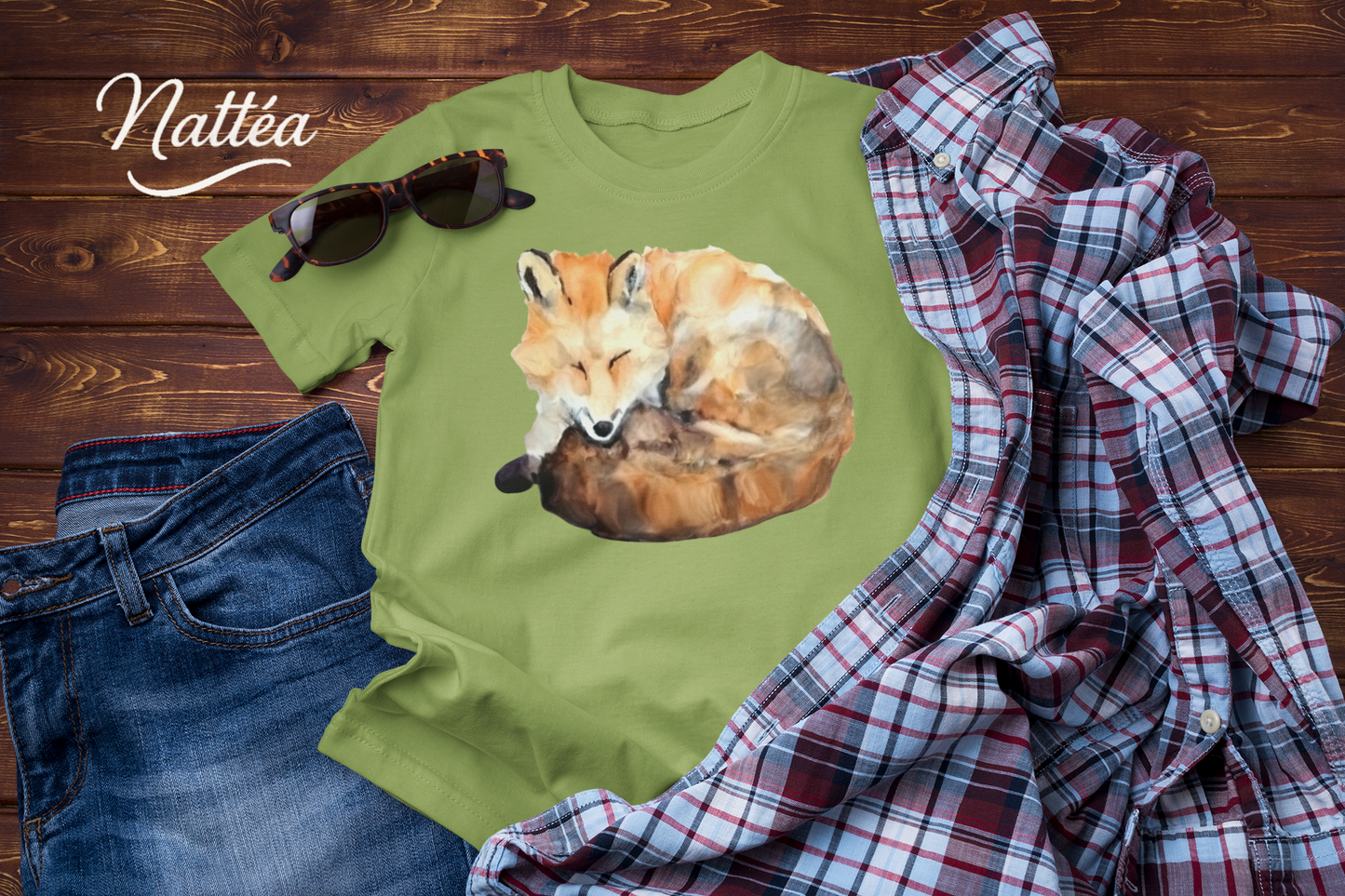 Watercolor Fox T-Shirt – Forest Wildlife Art from Original Painting