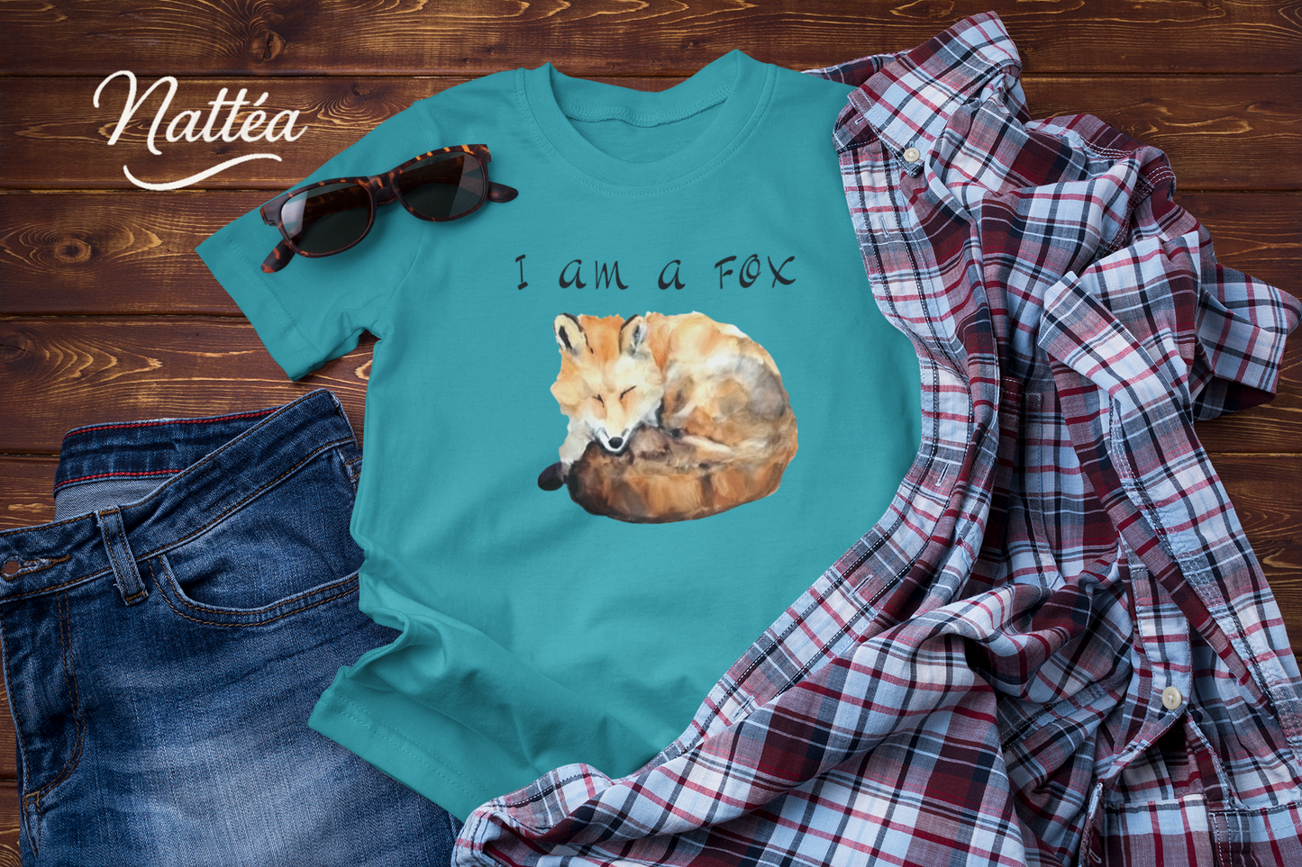 Watercolor Fox Art Tee – Forest Animal Design with “I Am a Fox”