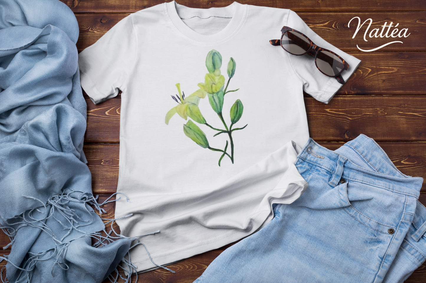 Lilies T-Shirt – Tender Floral Art Design from Original Watercolor Painting