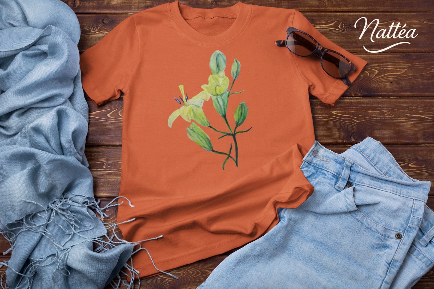 Lilies T-Shirt – Tender Floral Art Design from Original Watercolor Painting