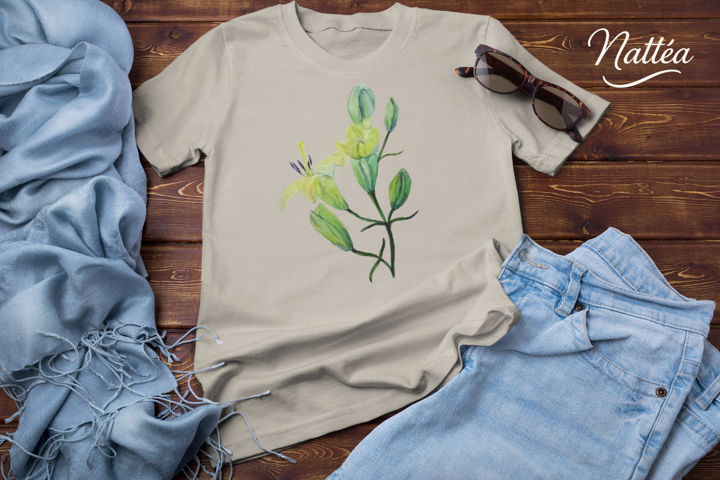 Lilies T-Shirt – Tender Floral Art Design from Original Watercolor Painting