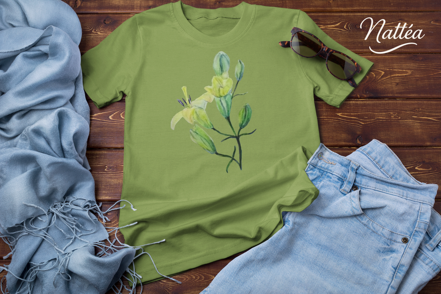 Lilies T-Shirt – Tender Floral Art Design from Original Watercolor Painting