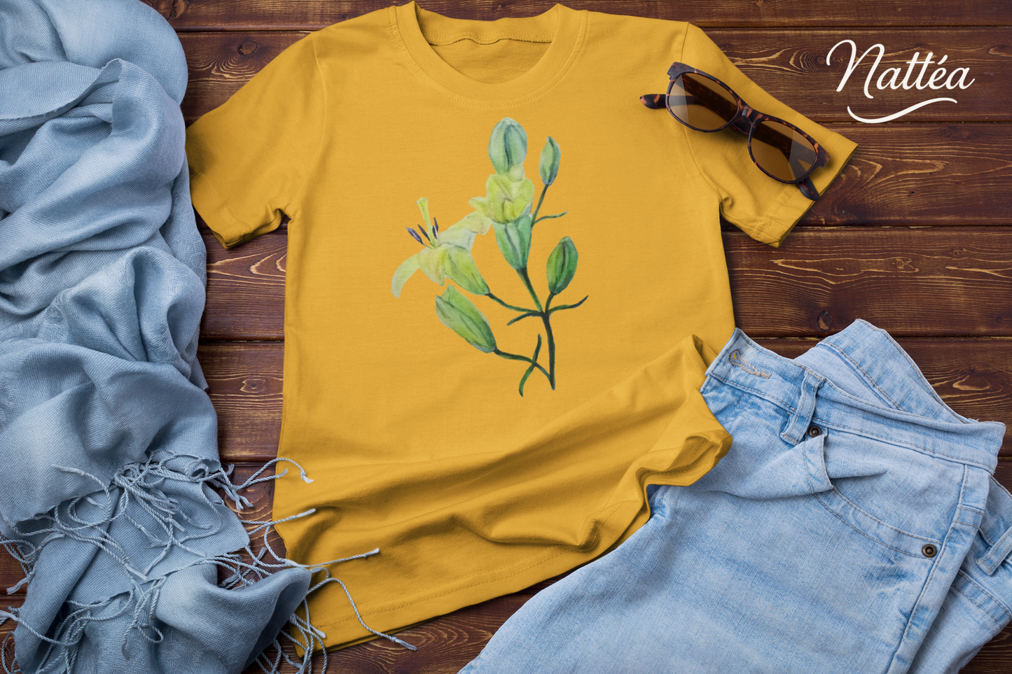 Lilies T-Shirt – Tender Floral Art Design from Original Watercolor Painting