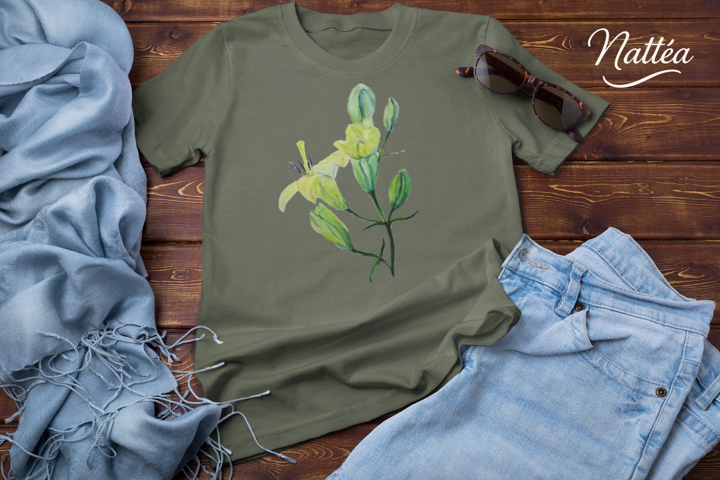 Lilies T-Shirt – Tender Floral Art Design from Original Watercolor Painting