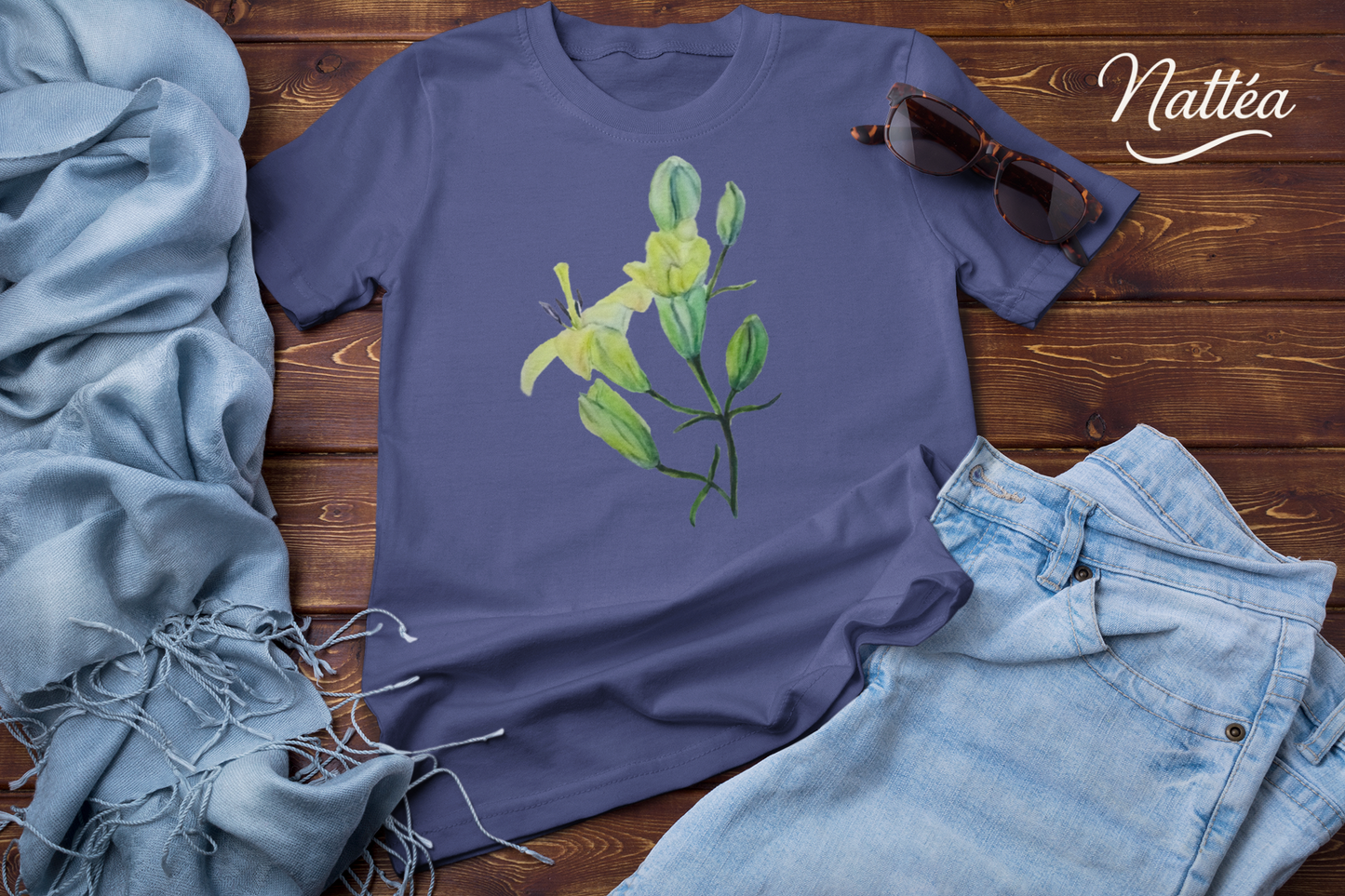 Lilies T-Shirt – Tender Floral Art Design from Original Watercolor Painting