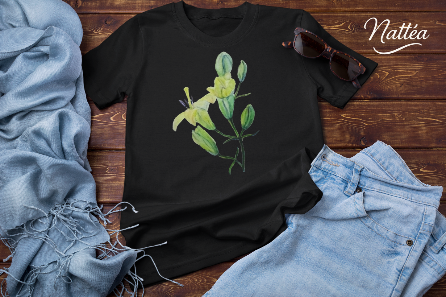 Lilies T-Shirt – Tender Floral Art Design from Original Watercolor Painting