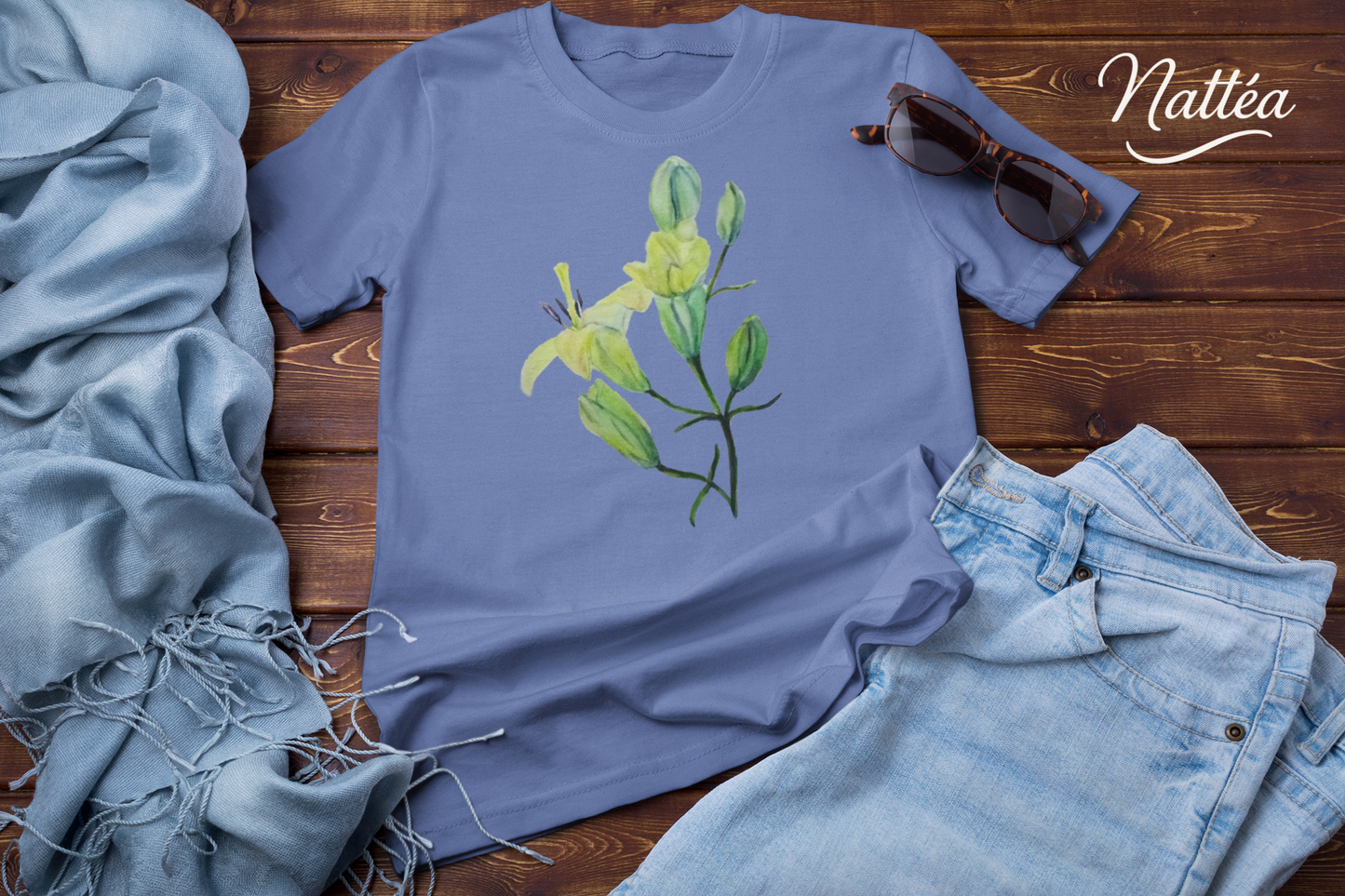 Lilies T-Shirt – Tender Floral Art Design from Original Watercolor Painting