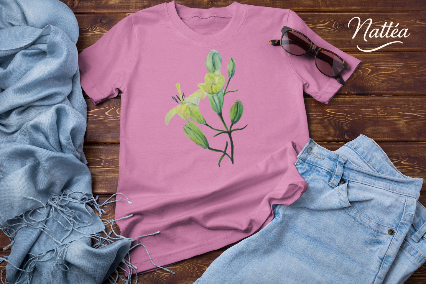 Lilies T-Shirt – Tender Floral Art Design from Original Watercolor Painting