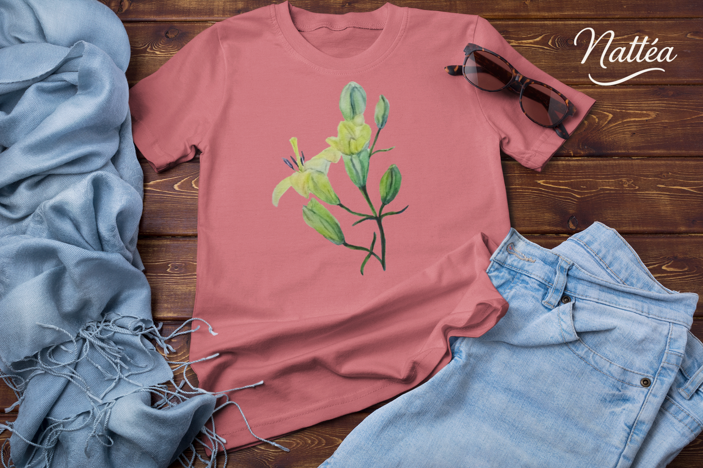Lilies T-Shirt – Tender Floral Art Design from Original Watercolor Painting