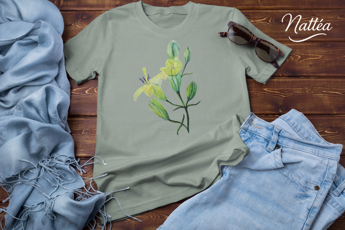 Lilies T-Shirt – Tender Floral Art Design from Original Watercolor Painting
