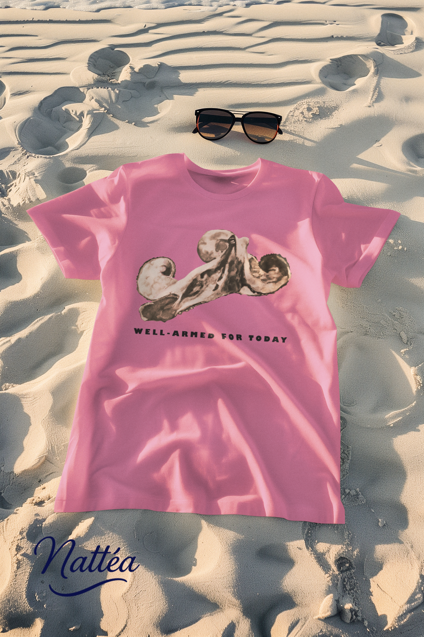 Funny Octopus T-Shirt – Vintage Ocean Art “Well-Armed for Today” Design