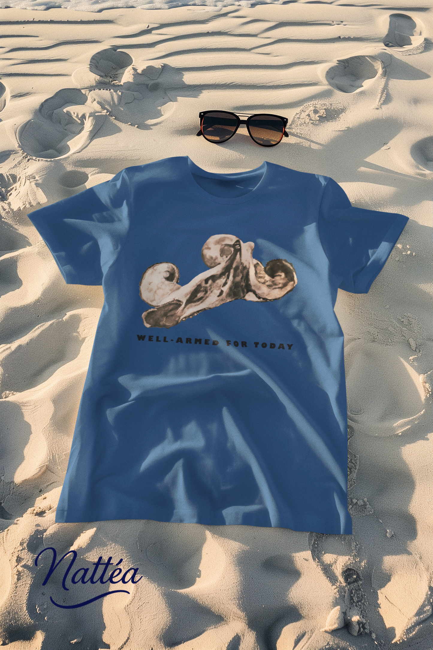 Funny Octopus T-Shirt – Vintage Ocean Art “Well-Armed for Today” Design