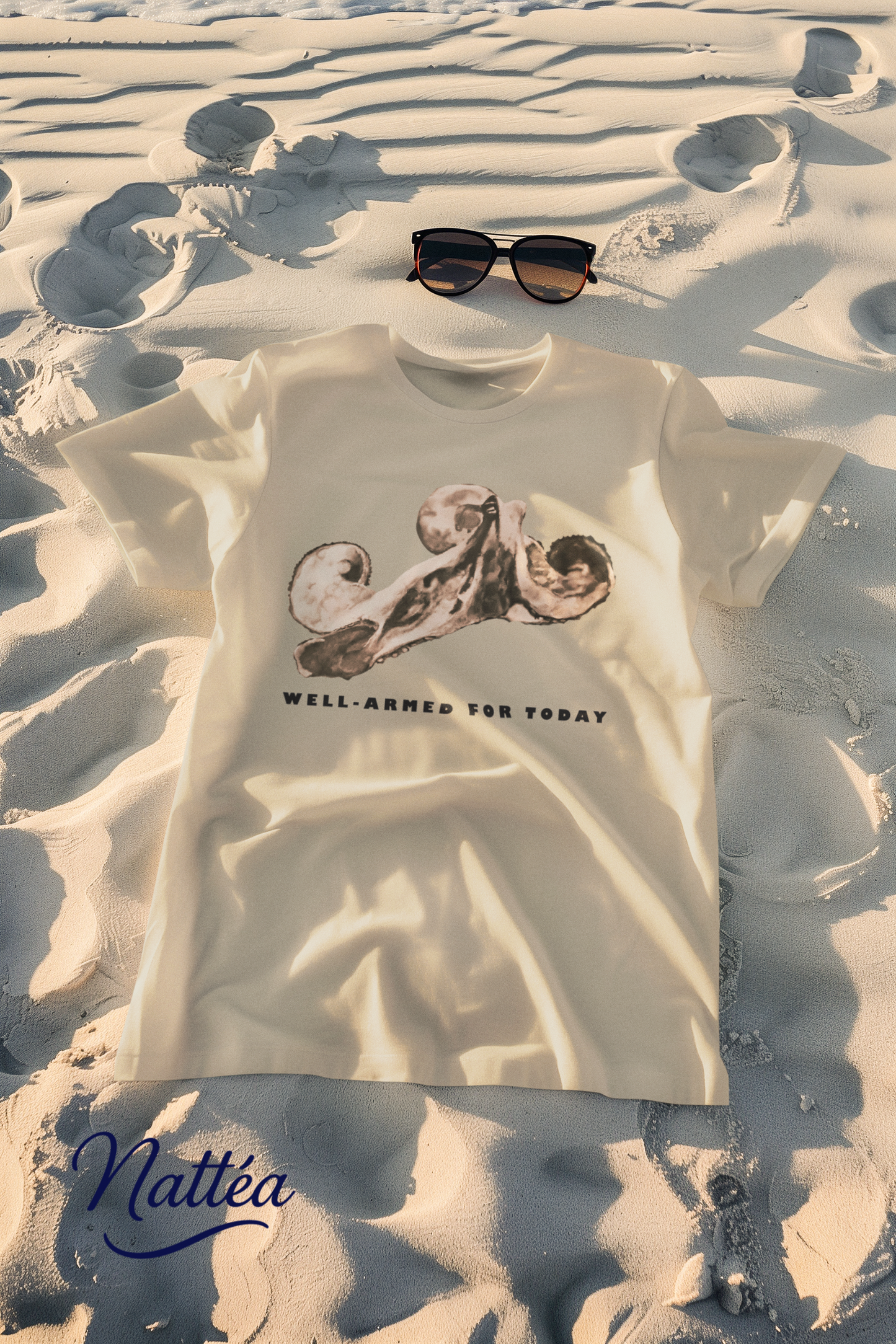 Funny Octopus T-Shirt – Vintage Ocean Art “Well-Armed for Today” Design