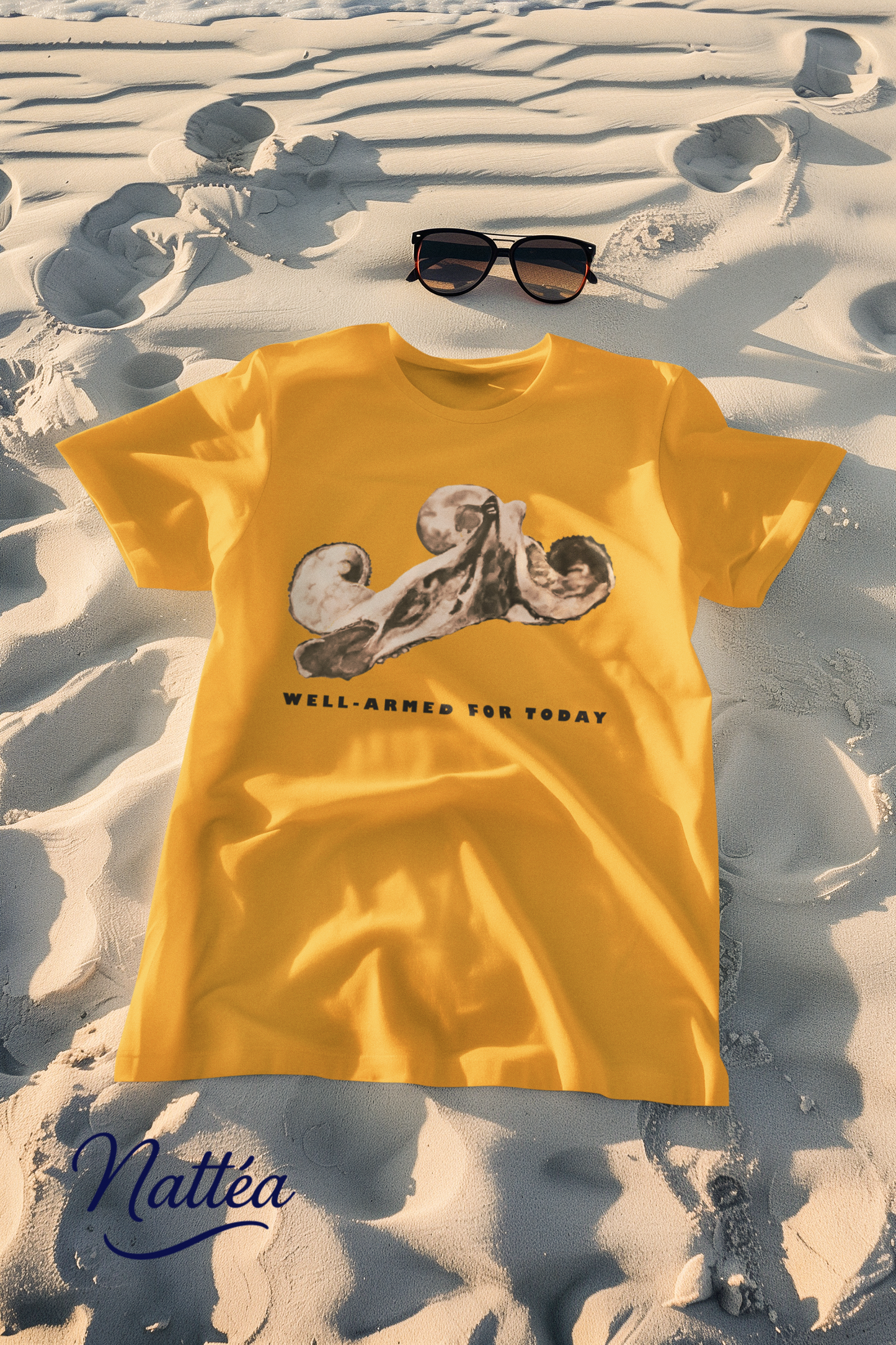 Funny Octopus T-Shirt – Vintage Ocean Art “Well-Armed for Today” Design