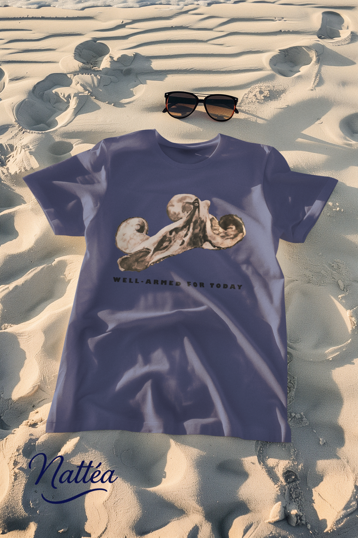 Funny Octopus T-Shirt – Vintage Ocean Art “Well-Armed for Today” Design