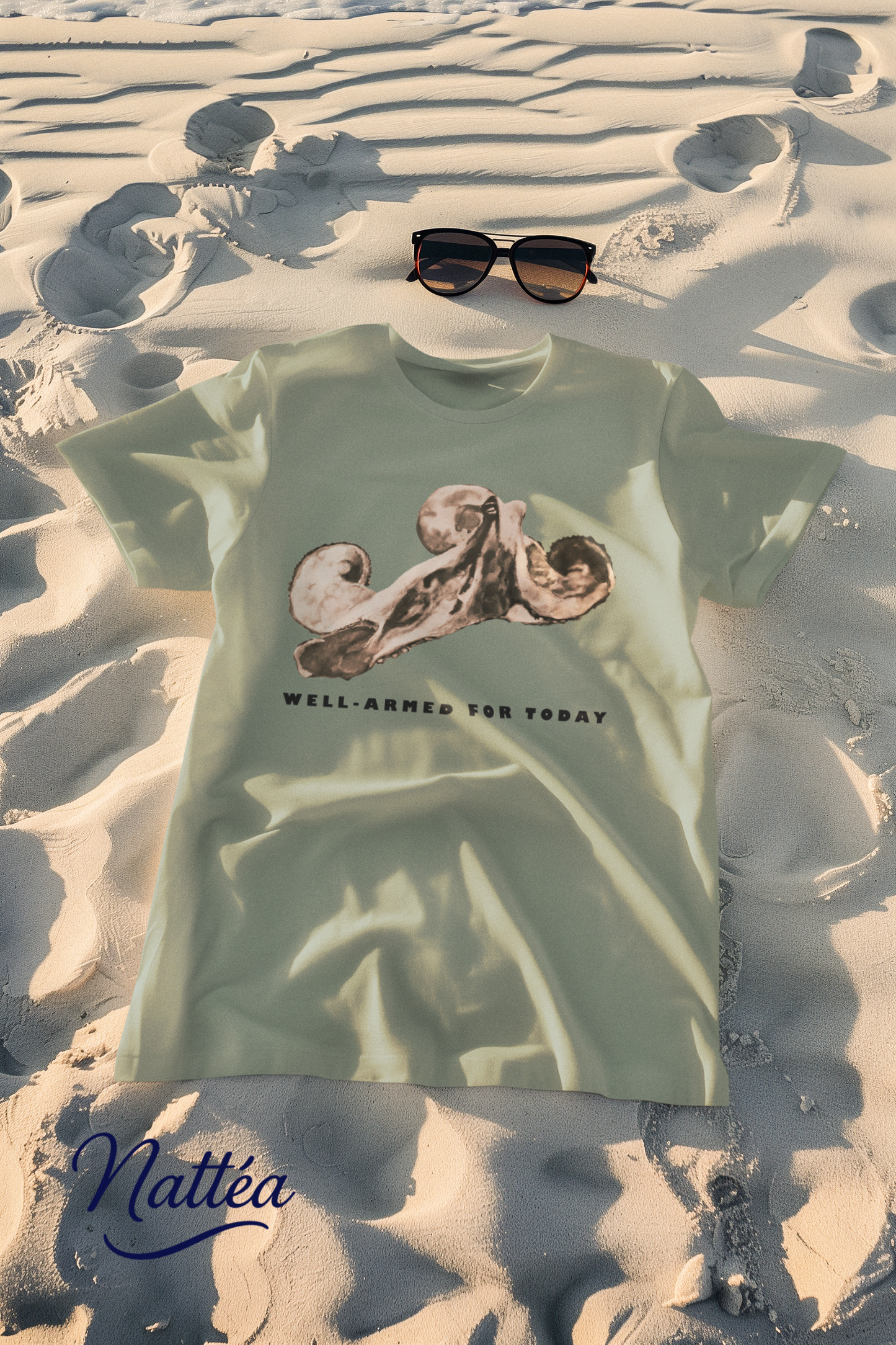 Funny Octopus T-Shirt – Vintage Ocean Art “Well-Armed for Today” Design