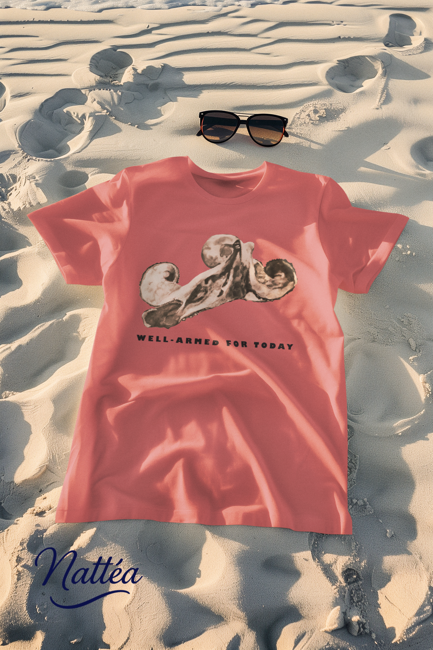 Funny Octopus T-Shirt – Vintage Ocean Art “Well-Armed for Today” Design