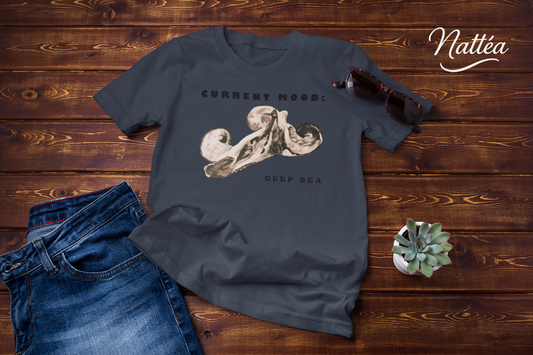 Funny Octopus T-Shirt – Vintage Ocean Art “Current Mood Deep Sea” Design