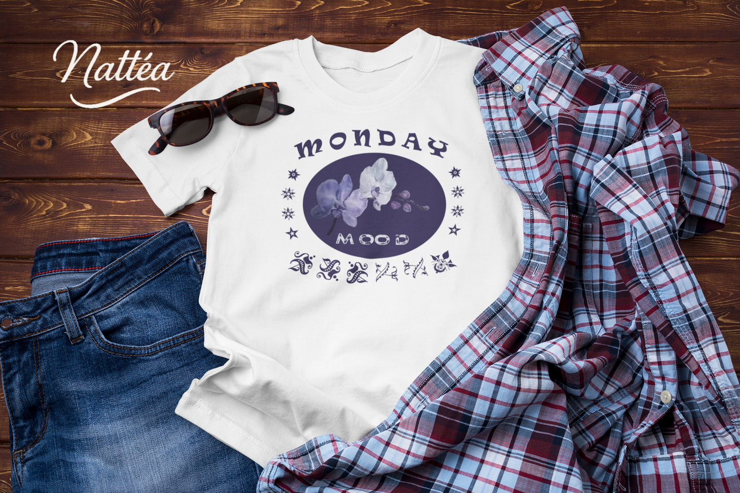 Monday Mood Orchid Shirt – Watercolor Floral Art Tee for Relax Vibe
