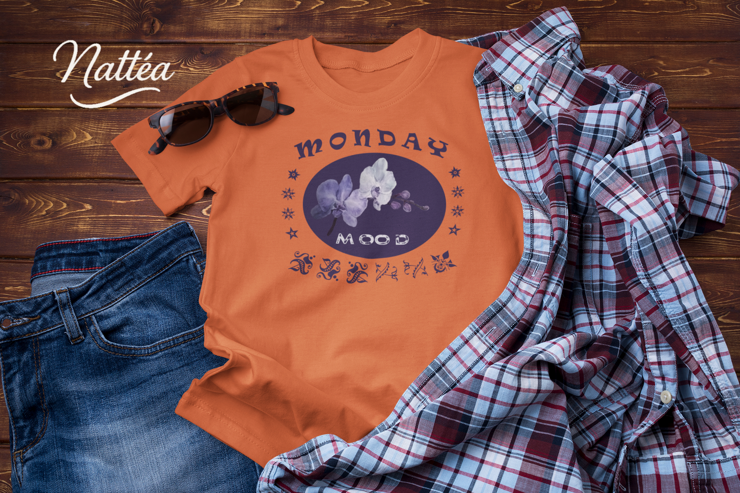 Monday Mood Orchid Shirt – Watercolor Floral Art Tee for Relax Vibe