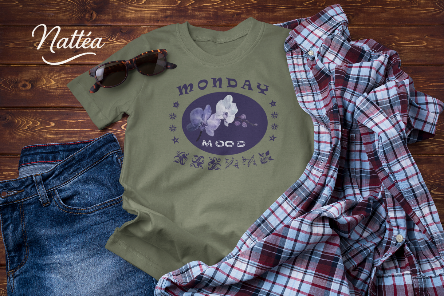 Monday Mood Orchid Shirt – Watercolor Floral Art Tee for Relax Vibe