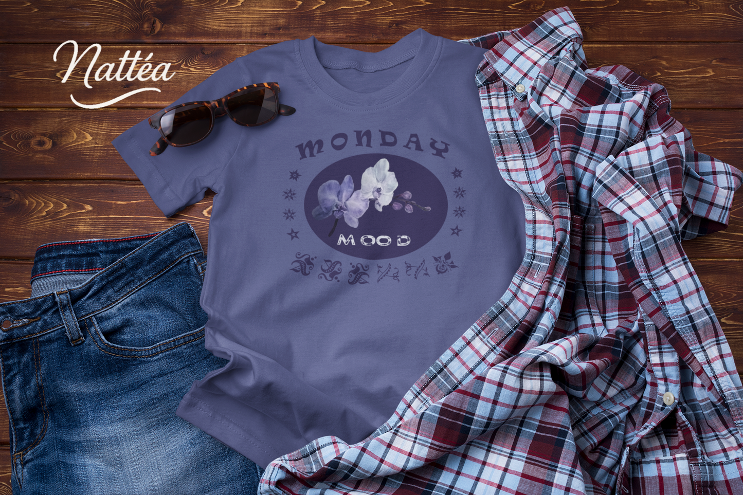 Monday Mood Orchid Shirt – Watercolor Floral Art Tee for Relax Vibe