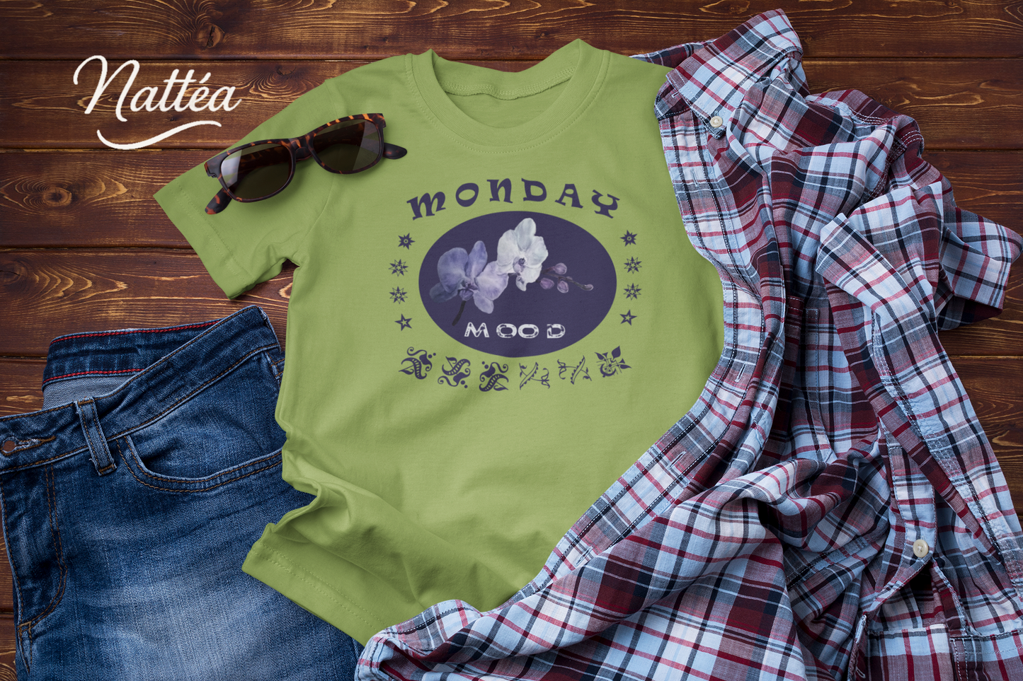 Monday Mood Orchid Shirt – Watercolor Floral Art Tee for Relax Vibe