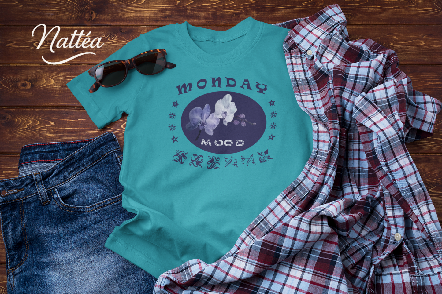 Monday Mood Orchid Shirt – Watercolor Floral Art Tee for Relax Vibe