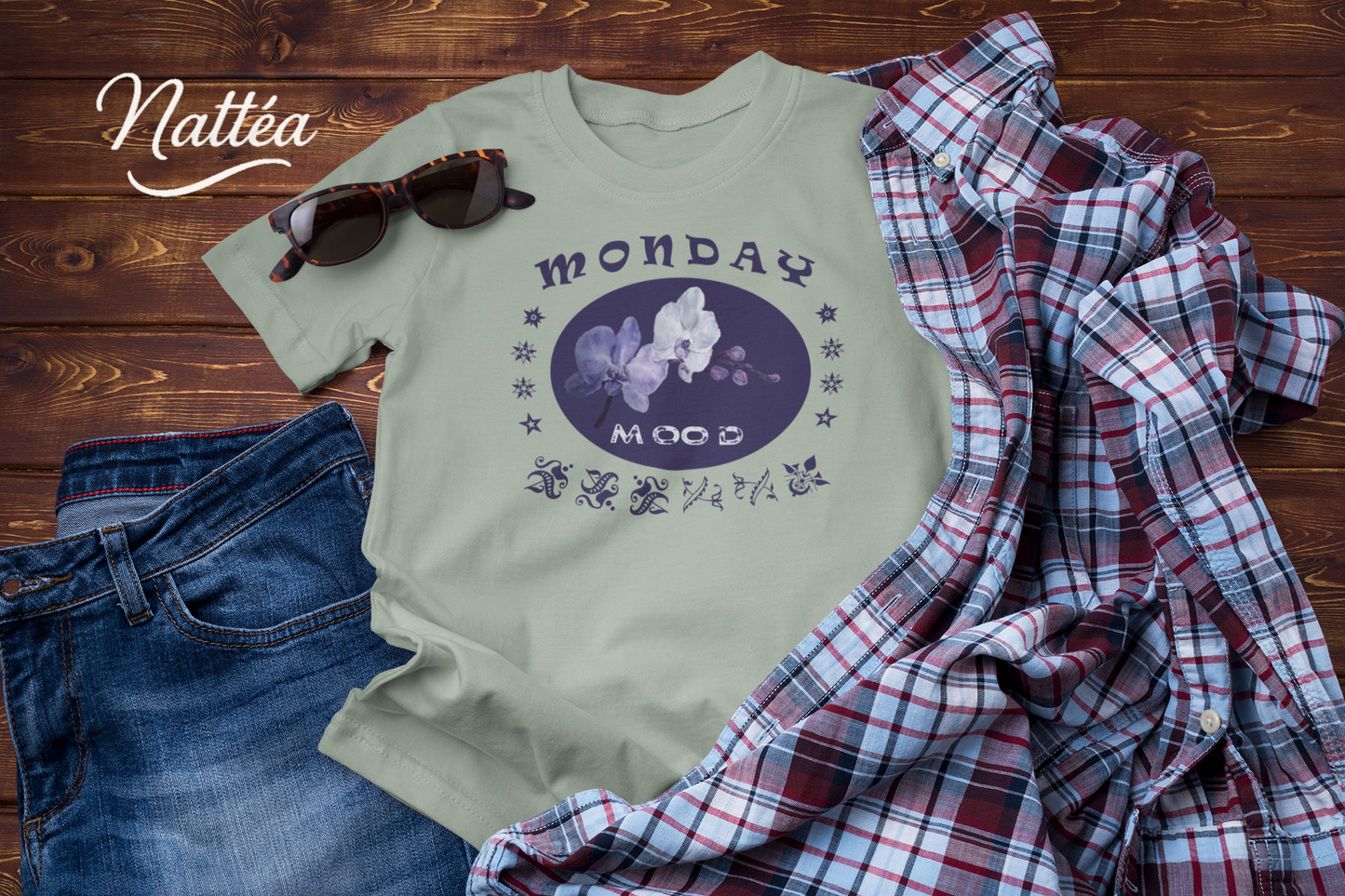 Monday Mood Orchid Shirt – Watercolor Floral Art Tee for Relax Vibe