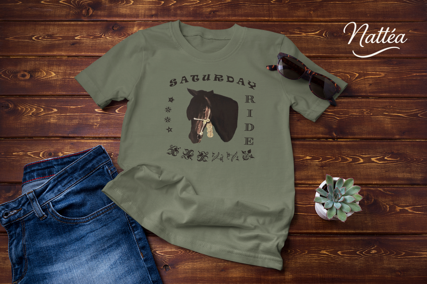 Horse T-Shirt – Saturday Ride Equestrian Art (Week Collection)