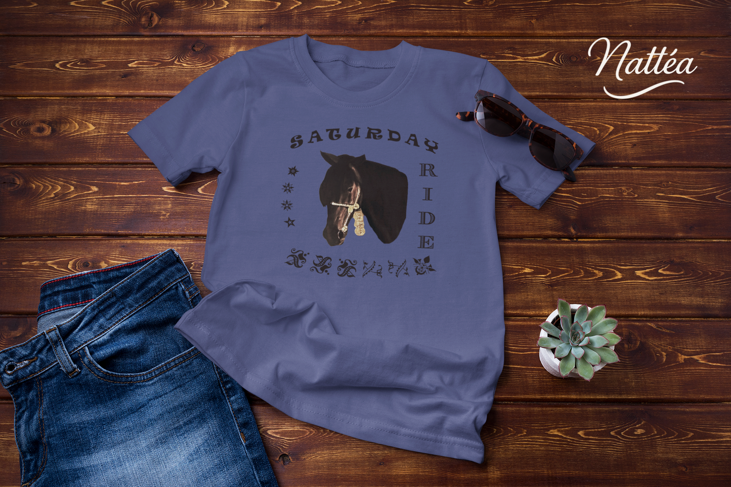 Horse T-Shirt – Saturday Ride Equestrian Art (Week Collection)