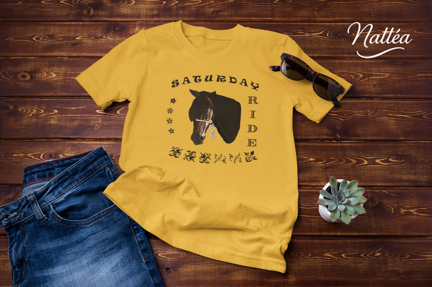 Horse T-Shirt – Saturday Ride Equestrian Art (Week Collection)