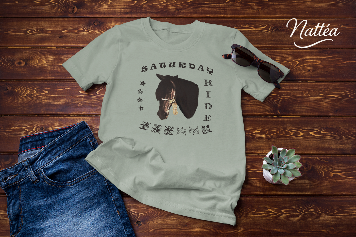 Horse T-Shirt – Saturday Ride Equestrian Art (Week Collection)