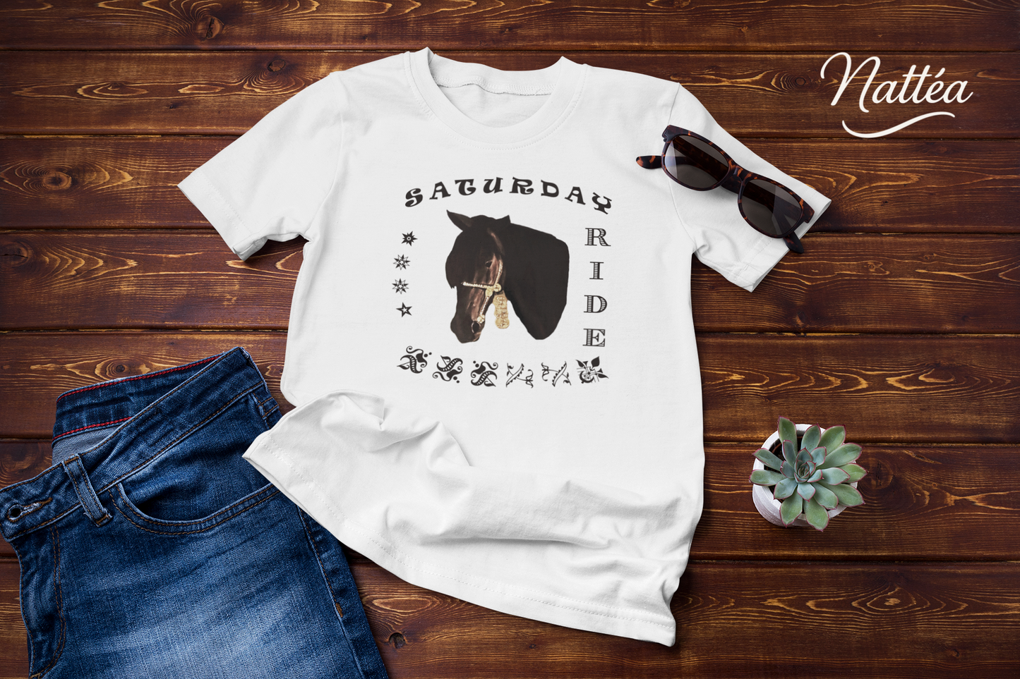 Horse T-Shirt – Saturday Ride Equestrian Art (Week Collection)