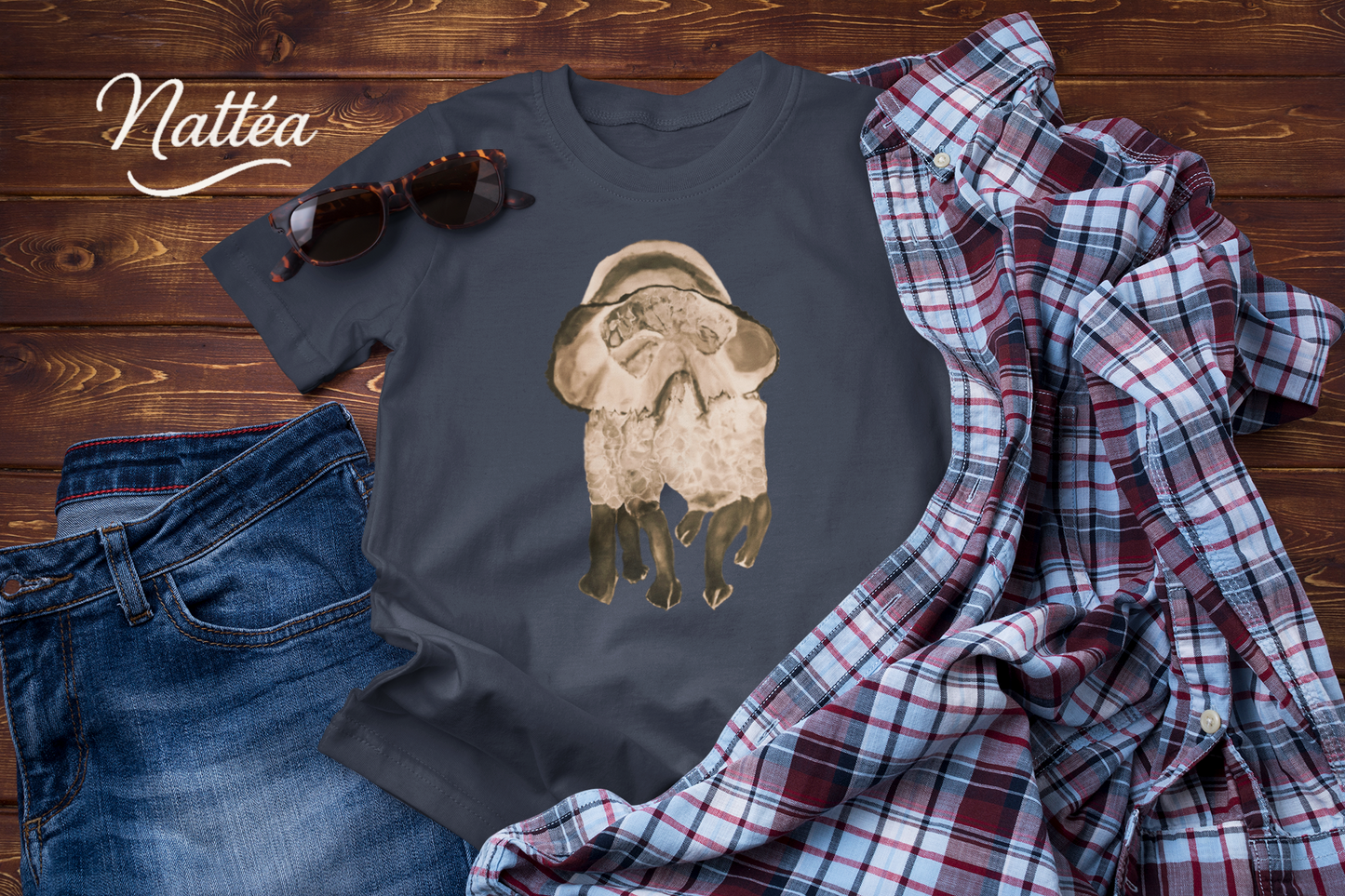 Dancing Vintage Style Jellyfish T-Shirt – Ocean Animal Art Tee from Original Painting