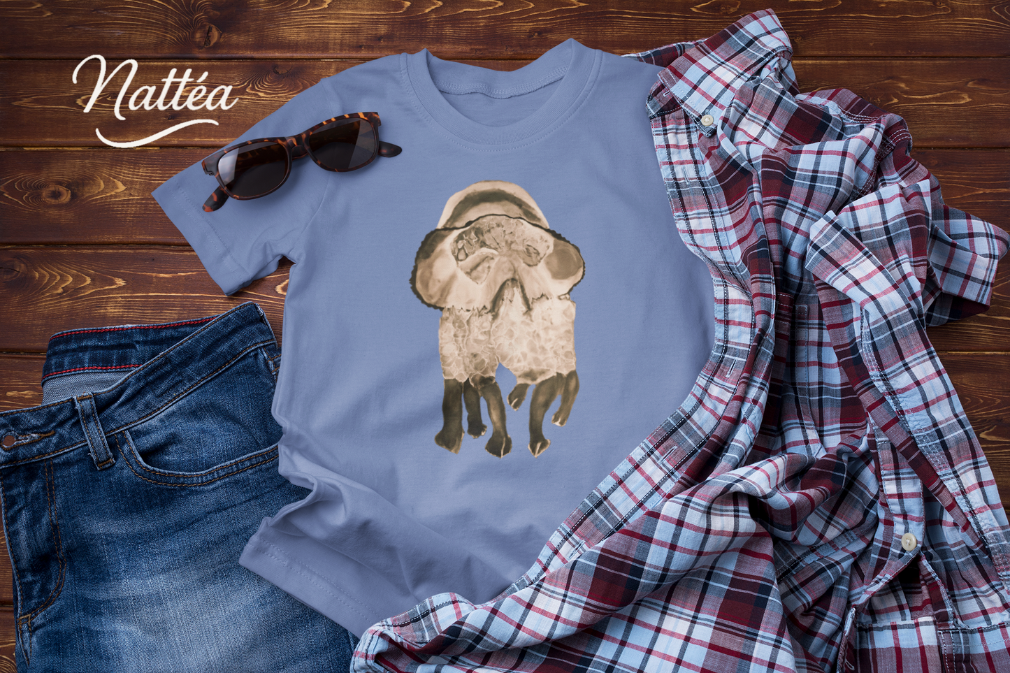 Dancing Vintage Style Jellyfish T-Shirt – Ocean Animal Art Tee from Original Painting