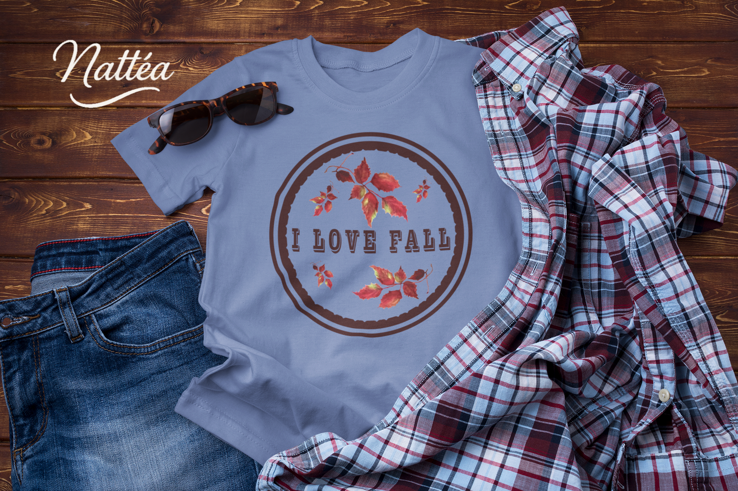 I Love Fall T-Shirt – Watercolor Autumn Leaves Tee, Fall Season Shirt for Women & Men