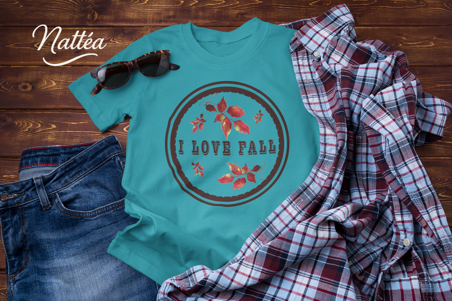 I Love Fall T-Shirt – Watercolor Autumn Leaves Tee, Fall Season Shirt for Women & Men