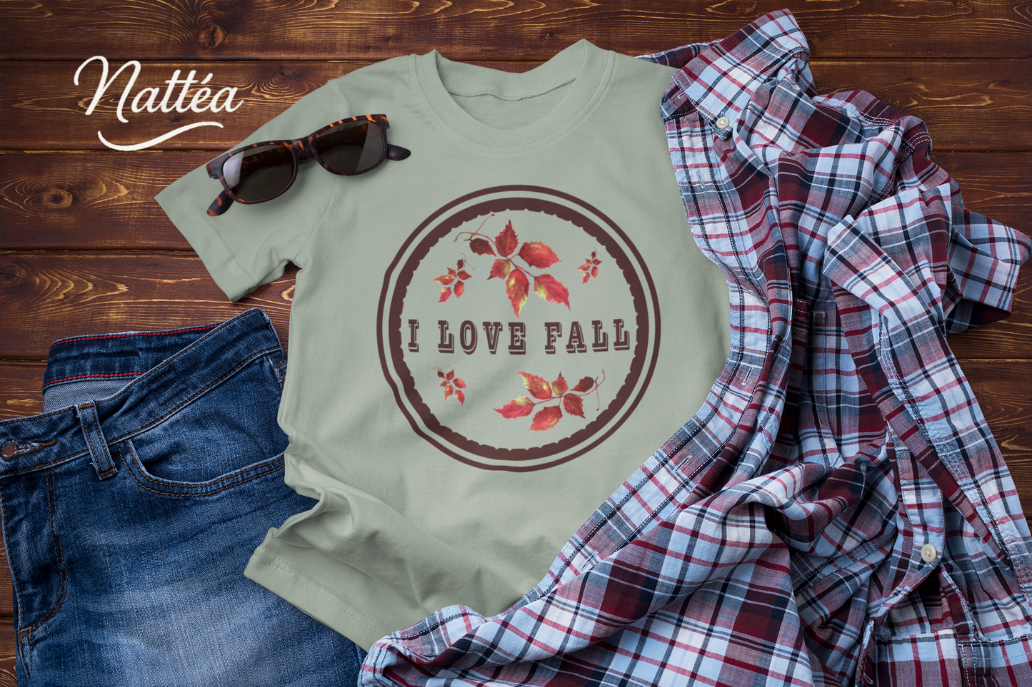 I Love Fall T-Shirt – Watercolor Autumn Leaves Tee, Fall Season Shirt for Women & Men