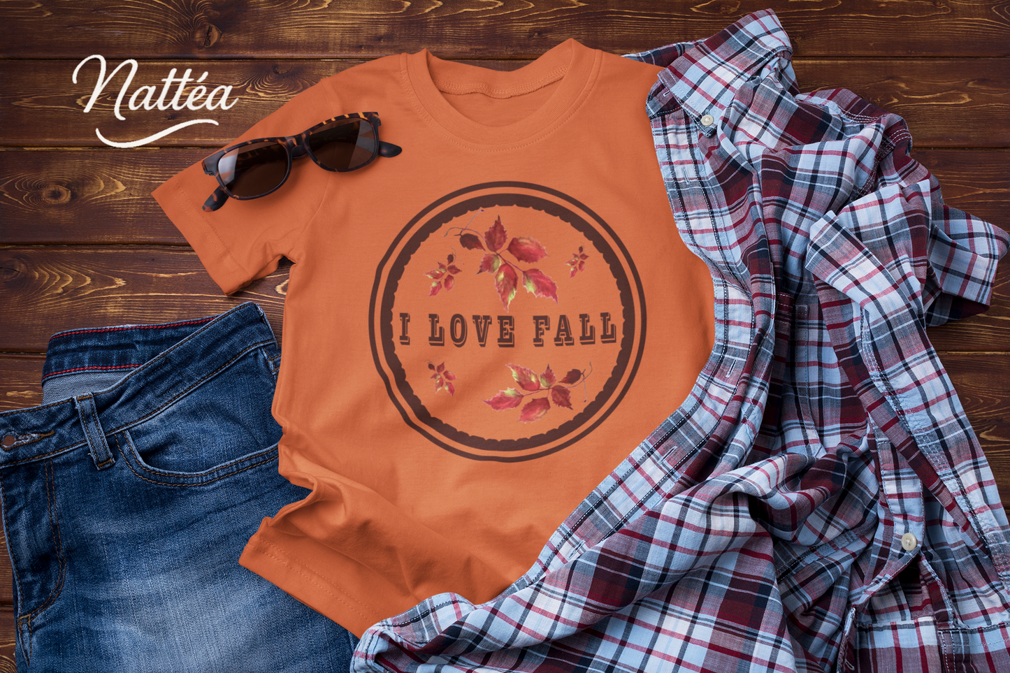 I Love Fall T-Shirt – Watercolor Autumn Leaves Tee, Fall Season Shirt for Women & Men