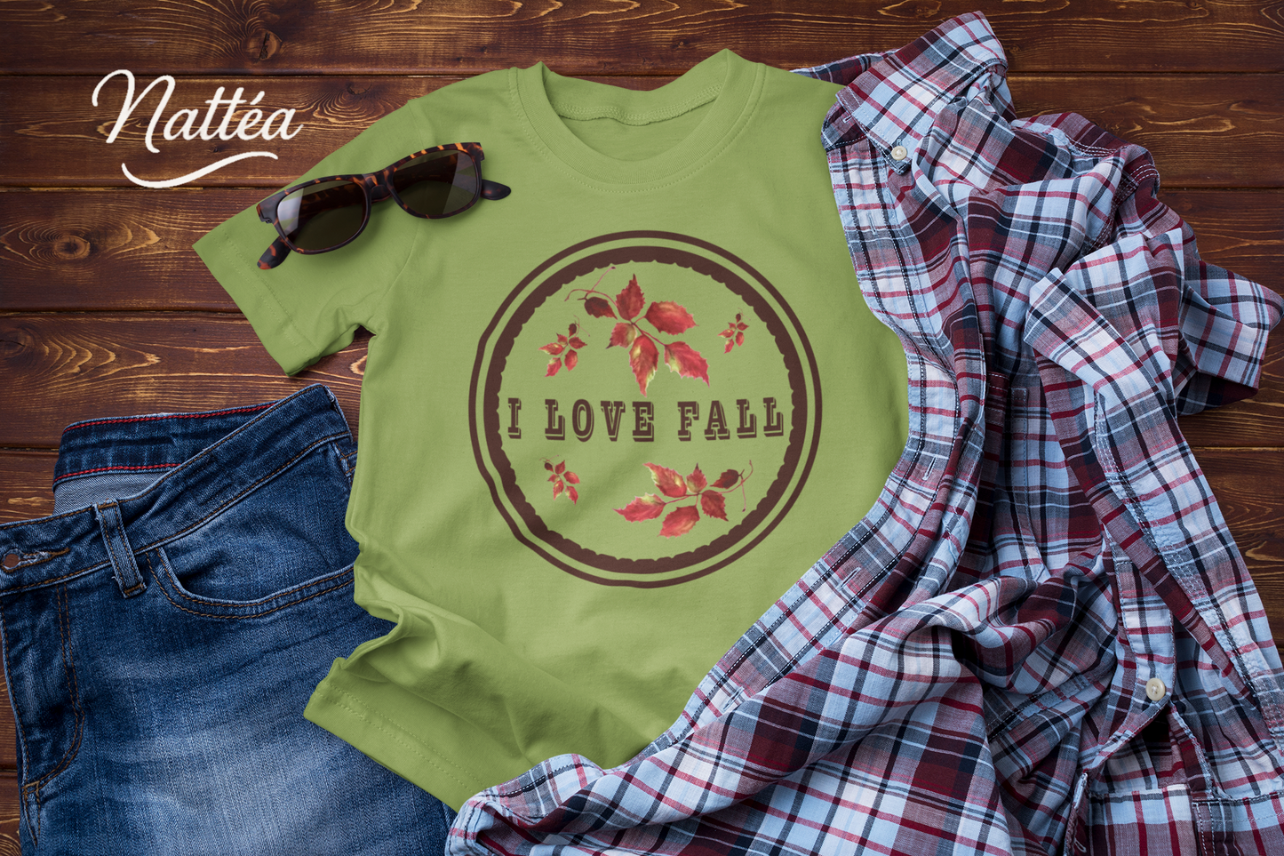 I Love Fall T-Shirt – Watercolor Autumn Leaves Tee, Fall Season Shirt for Women & Men